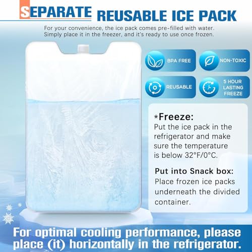 Chilled Portable Snackle Box Container, Beach Essentials for Summer, Divided Serving Tray with Reusable Ice Pack & Insulated Bag, Snack Containers for Road Trip Charcuterie Snack Picnic - color: Cream
