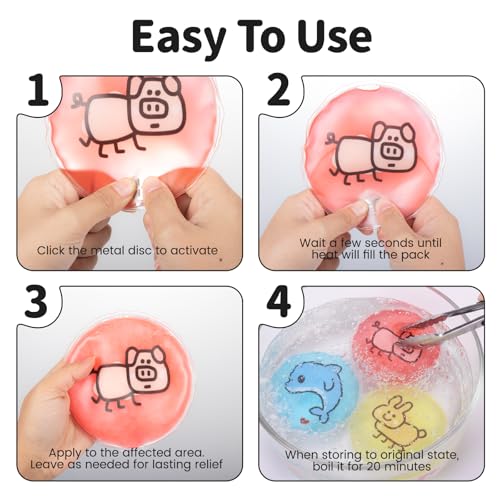 Click-Activated Hand Warmer 4-Pack, Portable Reusable Heat Pack, Cartoon Animal Design for Commute Office Outdoor Activities Winter Warmth, for All Ages