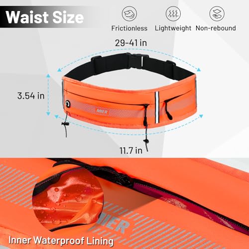 MIER Running Belt for Women & Men, Fanny Pack with Marathon Bib Clip Orange - color: Orange
