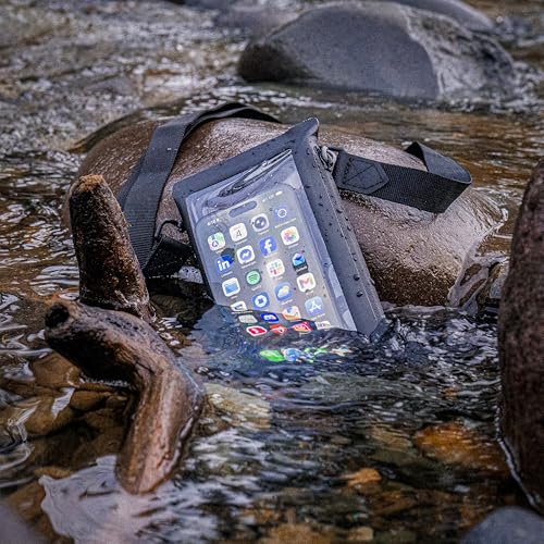 Rite in the Rain Weatherproof Monsoon Rough Water Storage Bag & Pouch, Phone Campatible, 8” x 4”, Black TPU (No. P784)
