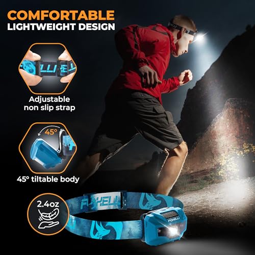 Foxelli USB‑C Rechargeable LED Headlamp – Ultra‑Light 2.4 oz & Bright 180 Lumens – Red/White Light, 5 Modes, IPX5 Waterproof, 40 h Runtime for Trail Running, Camping, Hiking - color: Forest