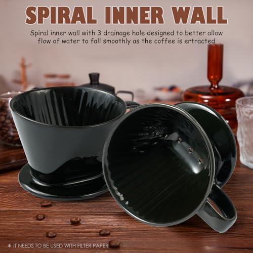Pour Over Coffee Dripper, Ceramic Pour Over Coffee Maker, Black - color: Black