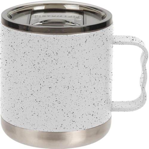FIFTY/FIFTY 15oz - White/Slate Speckled Camp Mug with Slide Lid | camping-cooking-utensils - color: White/ Slate Speckled