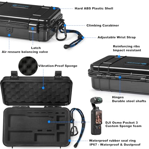 Lekufee Travel Waterproof Hard Case Compatible with DJI Osmo Pocket 4, DJI Osmo Pocket 3/Creator Combo/Power Expansion Combo/Vlogging Camera and Accessories(Case & Bag Only)