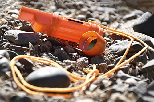 SE 5-in-1 Orange Survival Whistle with Compass, Signaling Mirror, Lanyard, and Fire Starter - 112dB, 4.5-Inch Length - Ideal for Hiking, Camping, Emergencies - CCH5-1 - size: 1 Piece