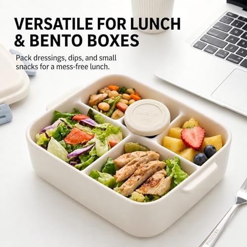 1.6 oz Salad Dressing Containers with Lids Set of 6 - Leakproof Reusable Stainless Steel Condiment Containers Small Sauce Cups with Silicone Lids for Lunch Boxes Picnics Travel Meal Prep - size: 1.6oz