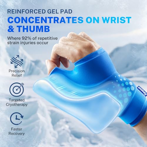 Thumb & Wrist Ice Pack Wrap, Long-Lasting Cold Compression for Pain Relief - size: S/M, style: Blue