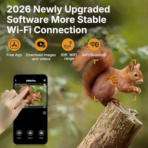 48MP WiFi Trail Camera, 2K Game Camera with 7800mAh Rechargeable Solar Panel, Cell Phone APP, 0.1s Bluetooth Game Camera with Night Vision Motion Activated Waterproof, Gift for Men