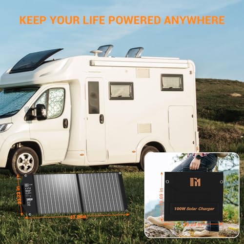 100W Portable Foldable Solar Panel Charger 24V MC4 DC USB-C USB-A | USB-C PD65W, USB-A QC3.0 Fast Charging, for Power Station, Generator, Outdoor, Camping, RV Trip, Off Grid Living - size: 100W