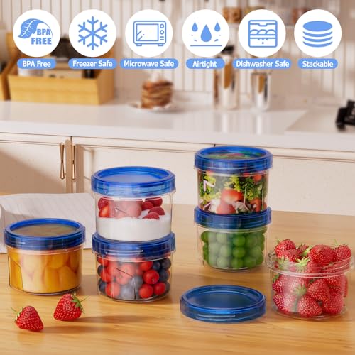 6 Pack-16 OZ Freezer Storage Containers, Small Plastic Containers with Twist Top Lids, Round Food Storage Containers, Reusable Soup Container Microwave/Dishwasher Safe - color: 6P-16 OZ