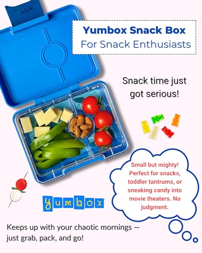 Yumbox Snack Box, 3 Compartments, Leakproof, Princess Purple | Glitter | Removable Compartment Tray | Easy-Open Single Latch | Lightweight & Compact | Perfect for Snacks & Sides - color: Princess Purple Glitter