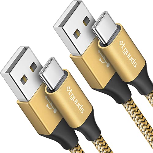 etguuds 4ft USB A to USB C Cable, 2Pack Fast Charging Cord Type C Charger | for iPhone 17 16 15 Pro Max Plus 16e 17 Air, Samsung Galaxy S26 S25 S24 S23 S22 S21 S20 A17 A16 A56 A55 Flip Fold, Gold - color: Gold, size: 4ft