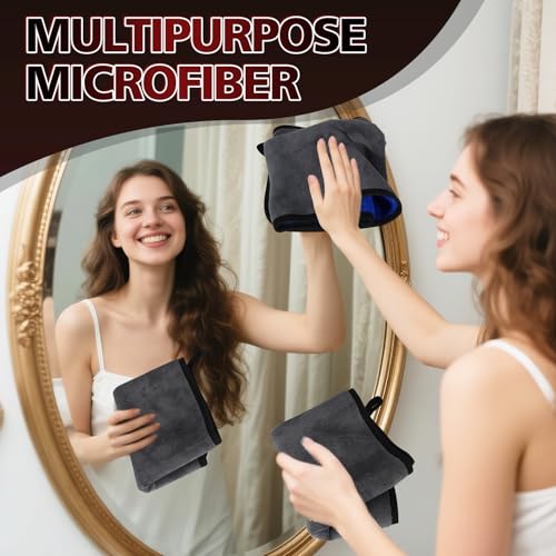 Microfiber Cleaning Cloth, 2 Pack, 23"x 11" Extra Large | Ultra Absorbent, Car Washing Towels, Reusable, Lint Free Streak Free, For Car, Kitchen, and Window