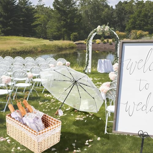 Clear Wedding Umbrella Bulk Transparent Portable Folding Travel Umbrella | Reinforced design with 8 ribs,lightweight design,ample space,practicality and decorative appeal,outdoor group activities
