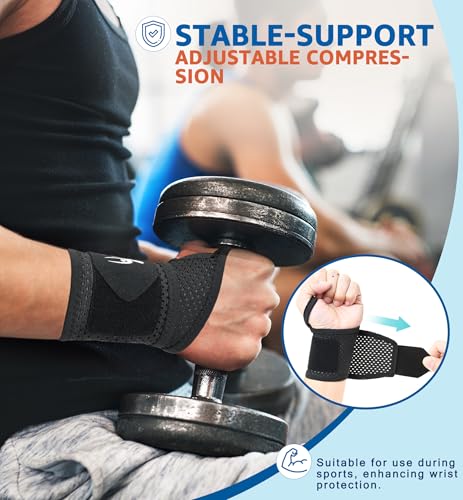 HiRui 2-Pack Ultra-Thin Mesh Wrist Wraps - Breathable, Adjustable Wrist Support for Workouts & Daily Use - Unisex Wrist Brace for Pain Relief, Tendonitis, Carpal Tunnel - One Size Fits All (Black) - color: Black