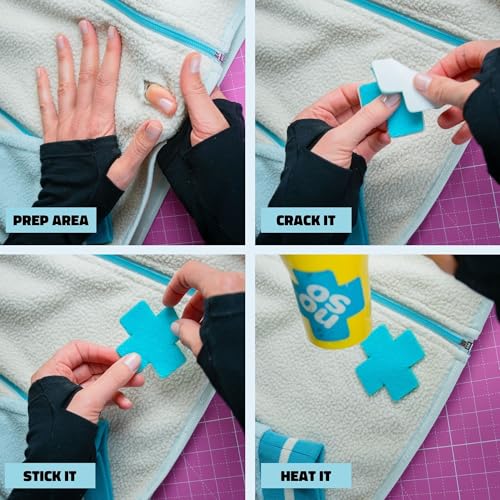 Polartec Power Grid Fleece Repair Patch – Peel & Stick No-Sew Fleece Patches for Fleece Jackets, Pullovers, Hoodies, Vests, Base Layers & Mid-Layers, Soft Warm Breathable Gear Patch - color: Isle