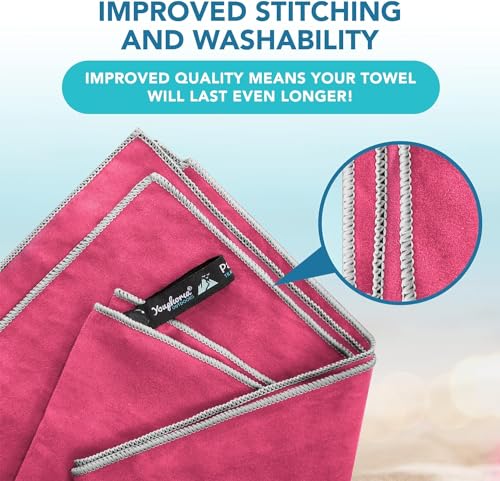 Youphoria Microfiber Travel Towel Fast Drying Lightweight - Quick Dry Towel for Camping, Beach, Backpacking, Hiking & Sport - color: Ruby/Gray, style: 12" x 24" (X-Small)