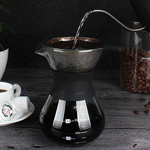Joyzan Pour Over Coffee Maker, High-Heat Paperless Glass Drip Dripper 400ML