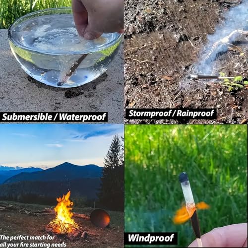eGreen 3" Waterproof Camping Matches: 100 Ct, 2" Head & 20 x 4 in Wax Ropes | Stormproof matches burn up to 25 sec each; reignite after water/soil. 20 wax ropes: up to 240 min total for survival kits. - color: 5 x Tin Matches + 20 Wax Ropes