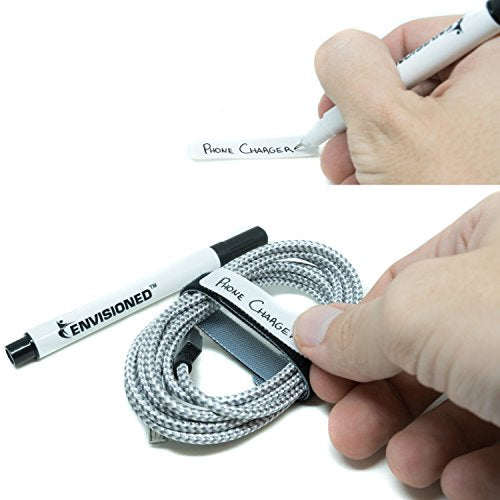 16ft x 1/2 inch Hook Loop Cable Ties Roll | ENVISIONED Multipurpose Fastening Reusable Straps | Cut-To-Length Self Gripping Fastener | Cable Management Tape (Black) - color: Black Roll 16'