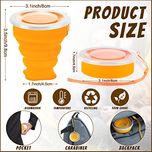 12 Pcs Silicone Collapsible Cup with Lid, 7.04 oz - color: Multi Colors