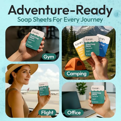 FOMIN Paper Soap Sheets Tin for Traveling - Tea Tree - 3 Pack | with a Rich, Quick-Dissolving Lather – Clean Hands on Every Adventure - color: Tea Tree (Pack of 3)