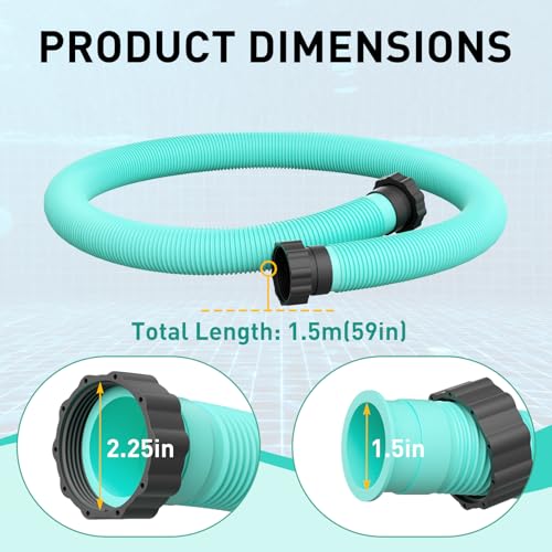 2 Pack 1.5" Pool Pump Hose for Intex Sand Filter Pumps & Saltwater Systems, 29060E Pool Filter Hose for Intex & Coleman Above Ground Pools, 59" Long Replacement Hoses, Green - color: Green