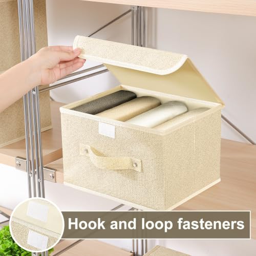 Storage Bins with Handles,Grey and Beige,10.2x7.9x6.7in,3 Pack - color: Beige/Gray, size: 10.2x7.9x6.7in(3-pack)