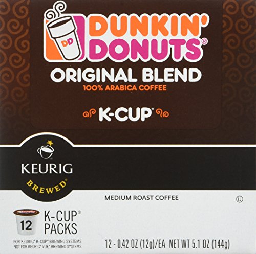 Dunkin' Donuts Original Blend Medium Roast Coffee, 12 K Cups for Keurig Makers - size: 12 Count (Pack of 1)