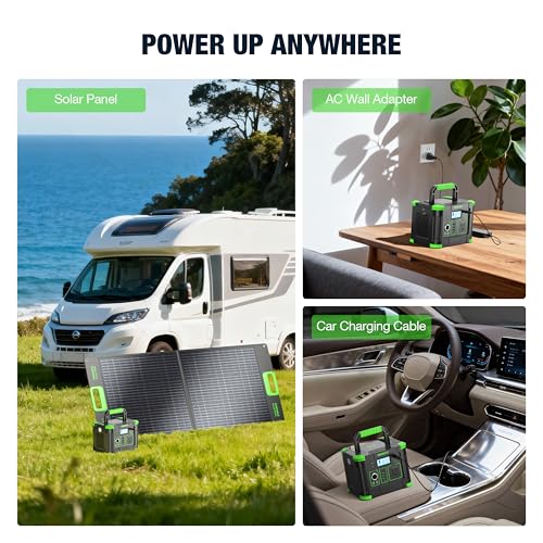 Portable Power Station 330W 288.6Wh Solar Generator Emergency Travel Backup - color: green