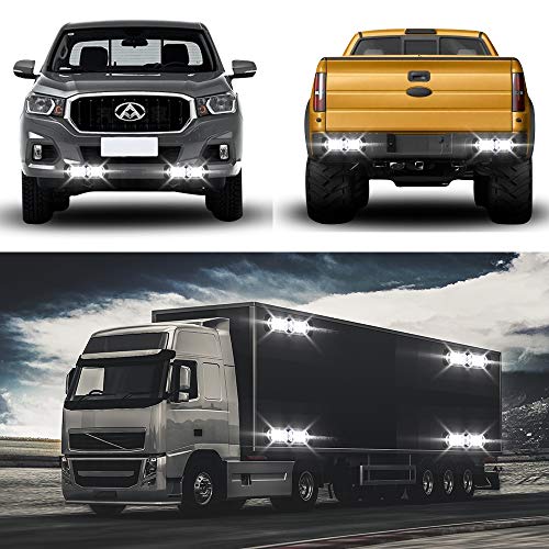 12-24V 20-LED Super Bright Emergency Strobe Warning Caution Hazard Construction Waterproof Flashing Strobe LED Light Bar Surface Mount for Car Truck SUV Van (White) - color: White