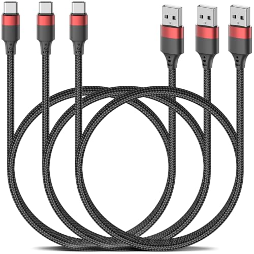 3ft USB C Cable, 3 Pack USB A to USB C Cable for iPhone 16 15, Nylon Braided Type C Charger Cord Fast Charging for Samsung Galaxy S25 S24 S23 S22 Ultra, Pixel 10 9 - size: 3 FT