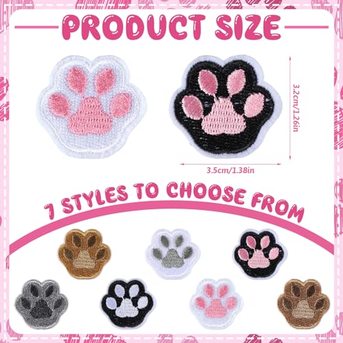Hotop 48 Pcs Paw Print Iron on Patches for Outdoor Hats - style: Paw Print