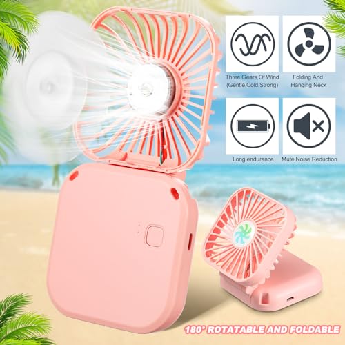 Hortsun 6 Pcs Portable Necklace Fan Bulk Gift, Pink - color: Pink
