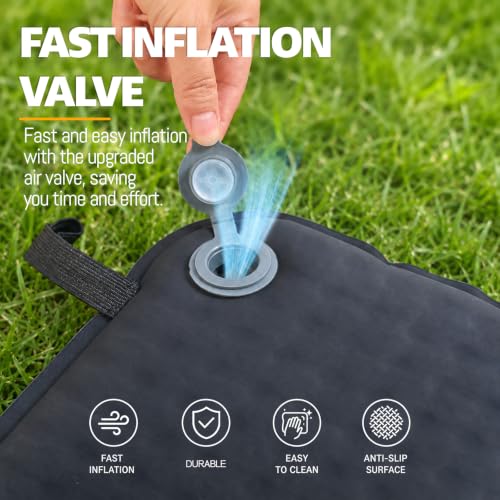Inflatable Seat Cushion, Self-Inflating Memory Foam Seat Cushion, Ultralight Portable Inflatable Travel Pad for Airplane, Stadium, Bleachers, Camping, Hiking & Backpacking, Black - color: Black