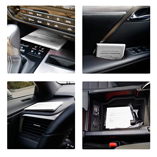 UYYE Car Registration & Insurance Card Holder, 2-Pack - White, Waterproof, 4-Compartment, Unisex-Adults Car Organizer - color: Leather White