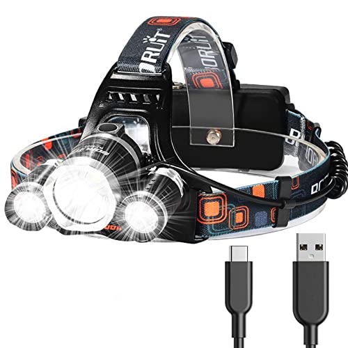 Headlamp Rechargeable Super Bright 20000 Lumens,USB-C Head Lamp Flashlight,Ultra Bright Head lamp,Waterproof Headlight Hard Hat Light,Adjustable Light for Adults Work Hunting Fishing Camping headlamp