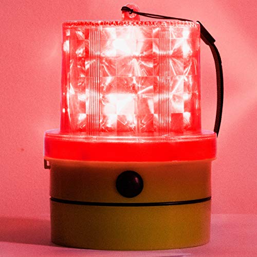 VULCAN Red LED Emergency Warning Beacon - Portable - Magnetic and Battery-Operated - 24 LEDs - Photocell Technology - Operates In Low Light or Dark Conditions Only - color: Red