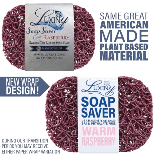 Soap Savers for Bar Soap, American Made by Luxiny, Lifts Soap in Soap Dishes & Shower Soap Holders -Handmade Soap Lasts Longer -Made from Plant Based Materials (Raspberry) - color: Raspberry