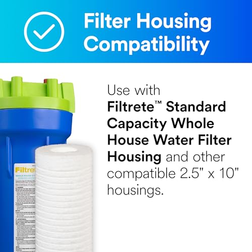 Filtrete Standard Capacity Whole House Grooved Water Filter, 5 Microns, Universal Filter, Sump Style Drop-In Filter, 2-Filters (4WH-STDGR-F02) - size: 2 Count (Pack of 1), style: 4WH-STDGR-F02