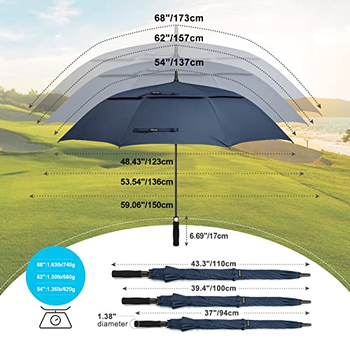 Gonex 62/68/72/80 Inch Golf Umbrella, Auto Open, Windproof, UV Protection - color: Navy, size: 68 inch