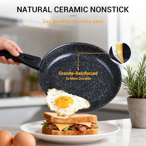 Ammeloo 21Pcs Pots and Pans Set Non Stick with Detachable Handle Frying Pan - color: Frying Pan Set