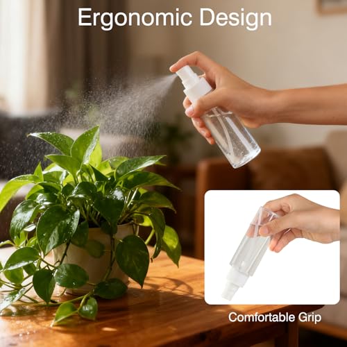 Small Spray Bottles 6Pack 2.7oz Plastic Travel Bottle Set for Hair | Fine Mist Empty Squirt Bottles Leakproof TSA Approved Refillable Liquid Containers for Face Toner Cosmetics Cleaning Plants