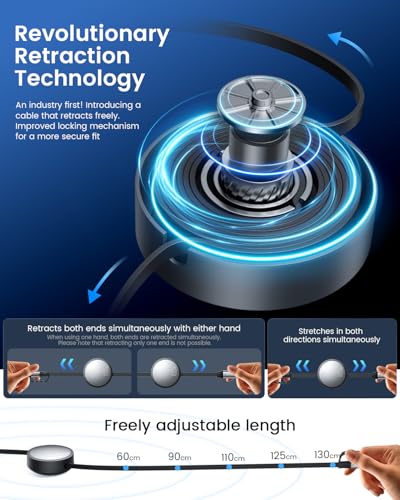 CAFELE Retractable Charging Cable, 100W USB C Fast Charger Cable 3 in 1 with [30-130cm] Adjustable Length, Multi-Port Cord for Laptop, Phone, Car, Travel - PD3.1/QC5.0（Grey） - color: Grey-5