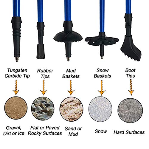 Trekking Poles,Adjustable Shock Absorbing Hiking Walking Stick-2Pcs | Aviation aluminum,Collapsible, Lightweight, All-terrain walking poles, Carry bag included - color: blue