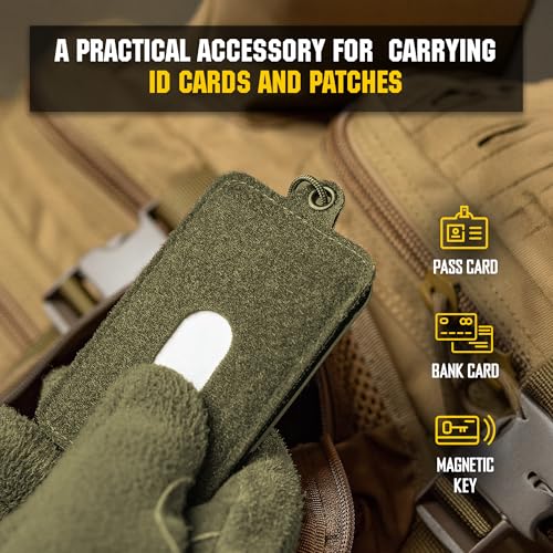 M-Tac Tactical Hanging ID Card and Patch Holder with Hook and Loop Surface and Draw Cord (Olive) - color: Olive, size: hook and loop surface