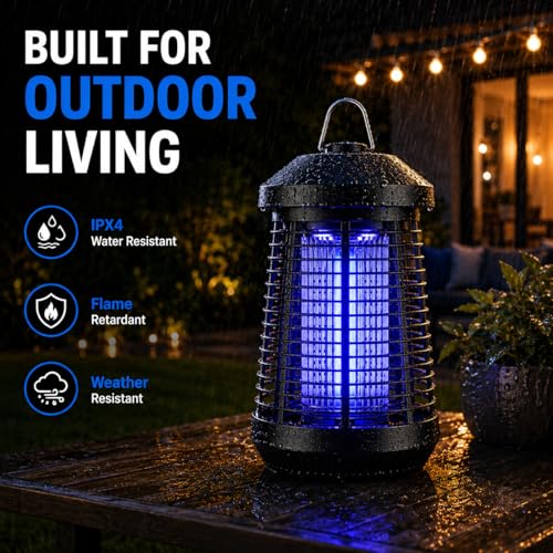 Bug Zapper Outdoor,4200v Mosquito Zapper Killer,Covers 1/2 Acre | Electric Bug zapper Helps Eliminate Mosquitoes and Flying Insects Outdoors. Ideal for Patio Backyard Garage. Easy-clean Tray