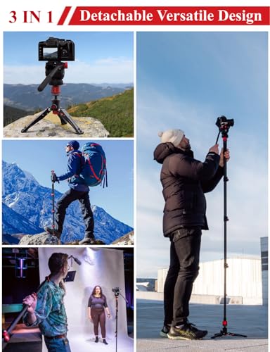 IFOOTAGE Cobra 3 C180F Carbon Fiber Video Monopod 71" | Travel Monopod with Base, Professional Video Monopod with Tripod Base, Max Load 10KG - size: C180F (Carbon)