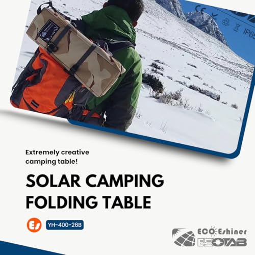 ECOeshiner Solar Folding Table 28W, Camping Table - Solar Charging, Mesh Bag, Two USB Ports, Heat + Water + Splash Resistant, Solar Powered, Beach Table, Picnic Table, Outdoor Table - style: 28W