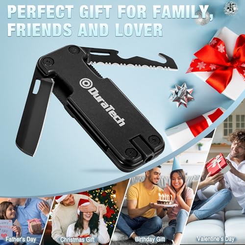 DURATECH 16-In-1 Multitool Knife, Compact EDC Multi Tool | Gift for Men, Blade, Magnetic Bit Holder, 6 S2 Screwdriver Bits, Bottle Opener, Rope Cutter, For Camping, Hiking, Survival